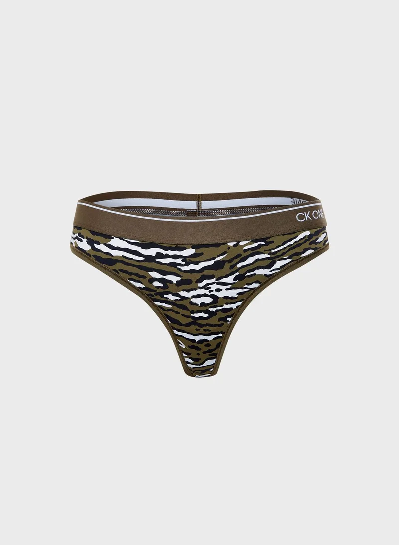 CALVIN KLEIN CK One  Logo Band Camouflage Thong