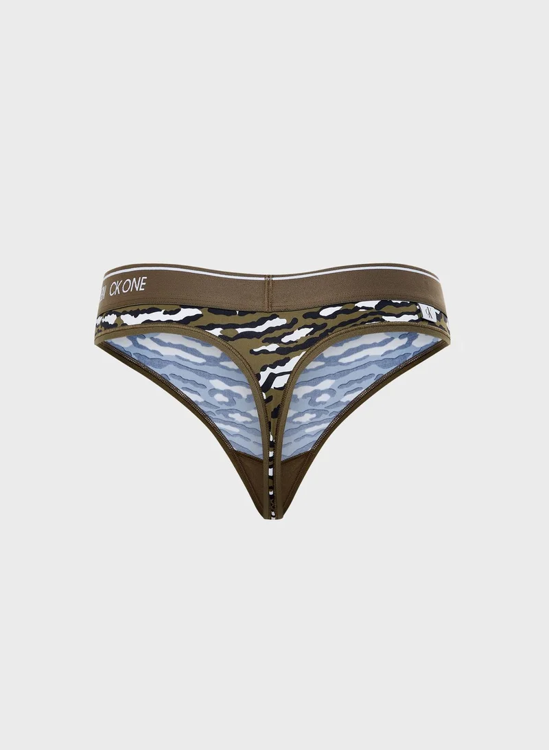 CALVIN KLEIN CK One  Logo Band Camouflage Thong