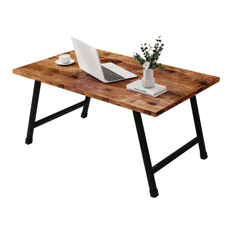 Crocofair Foldable Rectangular Coffee Table - Stylish and Functional Folding Table for Living Room, Compact Design with Sturdy Frame, Ideal for Apartments, Offices, and Small Spaces,Easy Assembly,Brown - Image 1