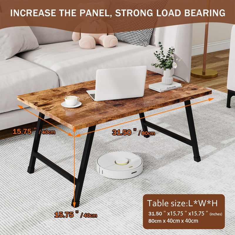 Crocofair Foldable Rectangular Coffee Table - Stylish and Functional Folding Table for Living Room, Compact Design with Sturdy Frame, Ideal for Apartments, Offices, and Small Spaces,Easy Assembly,Brown - Image 5