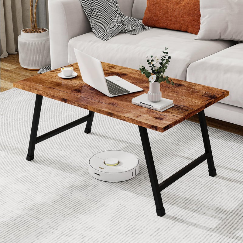 Crocofair Foldable Rectangular Coffee Table - Stylish and Functional Folding Table for Living Room, Compact Design with Sturdy Frame, Ideal for Apartments, Offices, and Small Spaces,Easy Assembly,Brown - Image 3