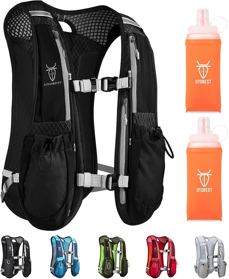 UTOBEST Running Vest, 5L Hydration Vest Lightweight, Breathable and Sweatproof Running Backpack, Adjustable Running Hydration Vest for Trail Running Marathon Race Jogging Cycling - Image 1