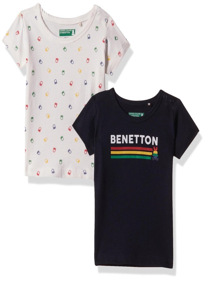 UNITED COLORS OF BENETTON Pack of Two TEES with Solid+AOP Boys Navy - Image 1
