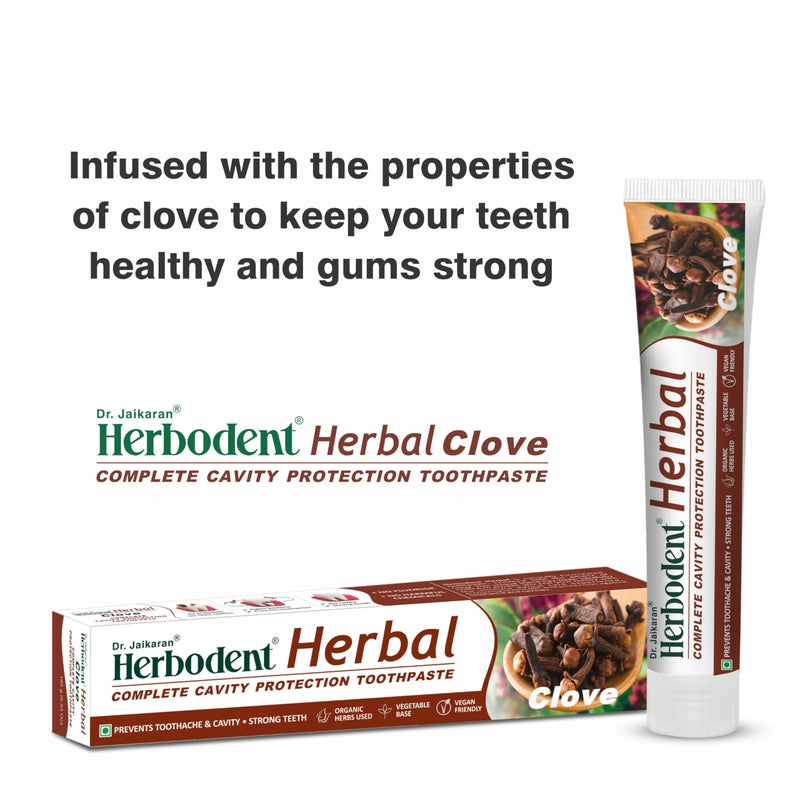 Herbodent® Herbal Clove Toothpaste - 185g Pack Of 1 | Natural Herbs - Clove oil, Babool, Bakul and more | Daily use toothpaste - Image 4