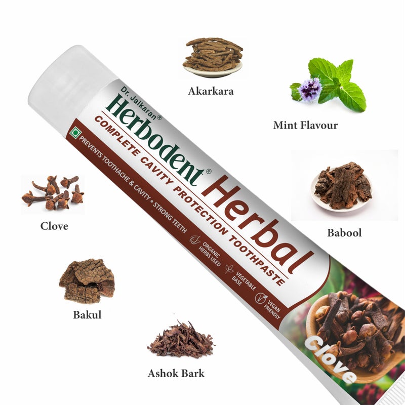 Herbodent® Herbal Clove Toothpaste - 185g Pack Of 1 | Natural Herbs - Clove oil, Babool, Bakul and more | Daily use toothpaste - Image 3