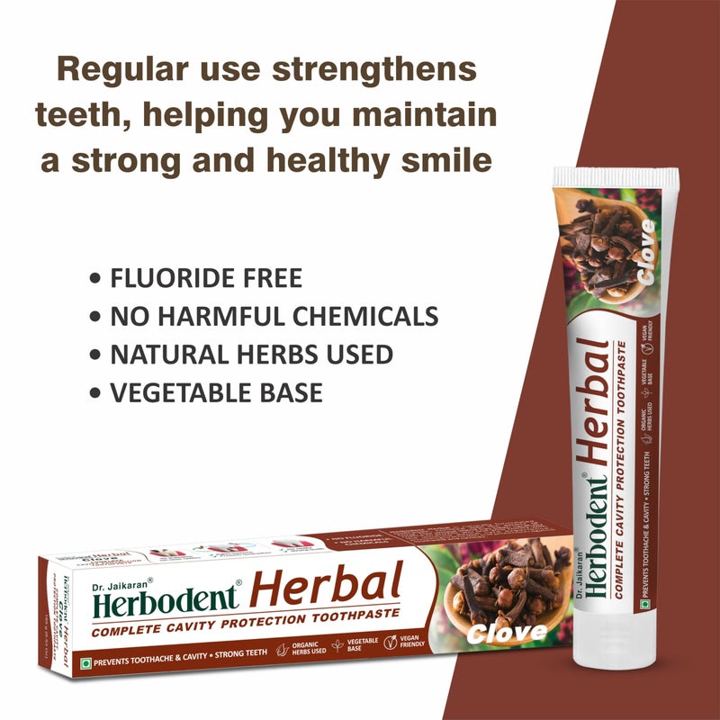 Herbodent® Herbal Clove Toothpaste - 185g Pack Of 1 | Natural Herbs - Clove oil, Babool, Bakul and more | Daily use toothpaste - Image 2