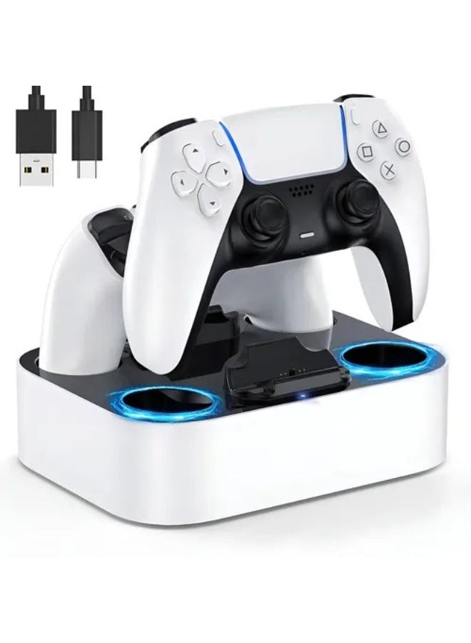نيودري قاعدة شحن DualSense لوحدات تحكم PlayStation 5 – محطة شحن لوحدتي تحكم، منفذ إدخال USB-C، قاعدة شحن سريع متوافقة مع وحدات تحكم PS5 DualSense اللاسلكية. - Image 5