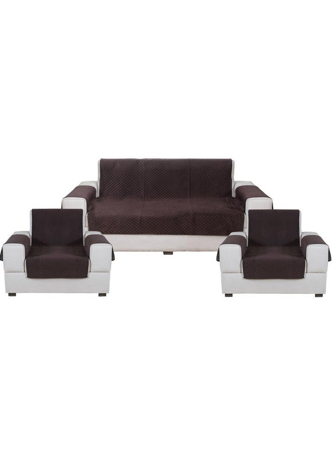 Nendle Luxurious Soft Velvet Quilted Anti-Slip Sofa Cover 5 Seater Fully Covered with Combined Sofa Seat, Back and Arms Protector Covers (Brown, Pack of 3+1+1) - Image 2