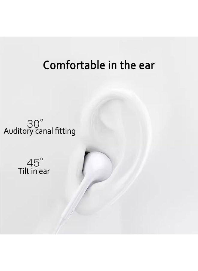 USB C Headphone Type-C Earbuds Wired Earphones with Microphone and Volume Control in-Ear Earbud for iPhone 15 Pro/Max/Plus Google Pixel Oneplus Samsung Galaxy iPad Pro and MacBook (White)