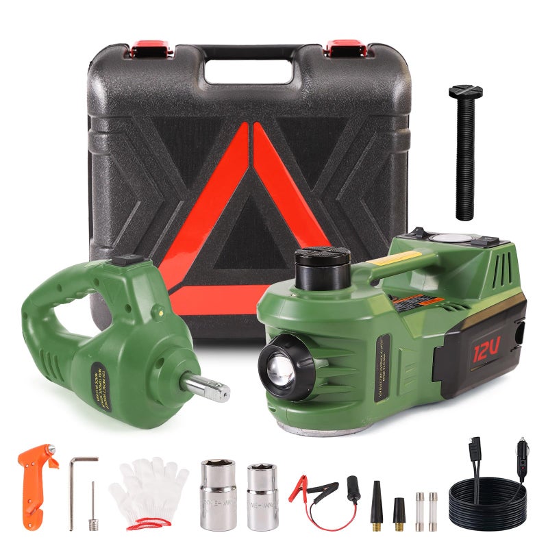 EFFIROSO Portable 5 Ton 12V Electric Car Jack Kit Hydraulic Floor Jack with Impact Wrench Tire Inflator Pump for Vehicle Emergency Repair Kit 11023lbs - Image 1