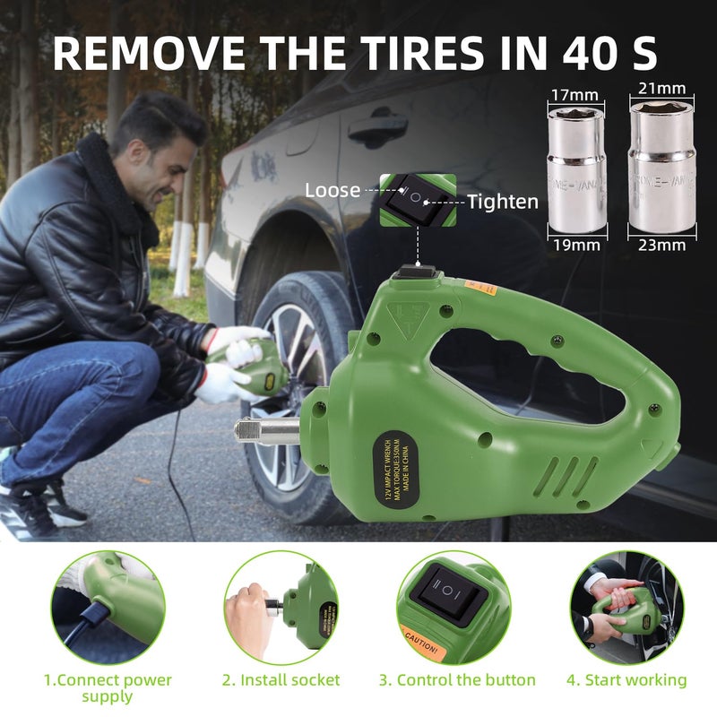 EFFIROSO Portable 5 Ton 12V Electric Car Jack Kit Hydraulic Floor Jack with Impact Wrench Tire Inflator Pump for Vehicle Emergency Repair Kit 11023lbs - Image 4