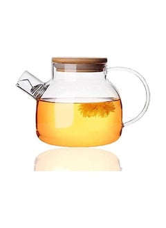 Spaceshoop Glass Teapot with Removable Infuser Stovetop Safe Teapot for Loose Leaf and Blooming Tea 1000ML Clear Teapots with Bamboo Lid  - Image 1