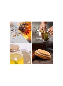 Spaceshoop Glass Teapot with Removable Infuser Stovetop Safe Teapot for Loose Leaf and Blooming Tea 1000ML Clear Teapots with Bamboo Lid  - Image 3