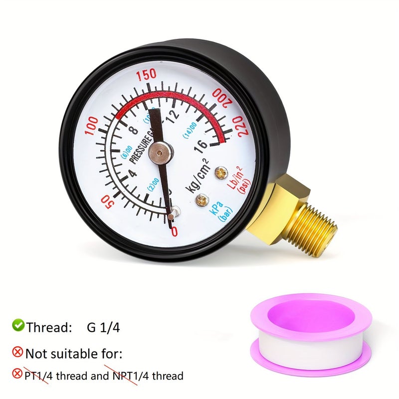 مقياس ضغط شعاعي Y40 0-220 رطل لكل بوصة مربعة قطر القرص 1.65 بوصة توصيل ملولب - Image 2