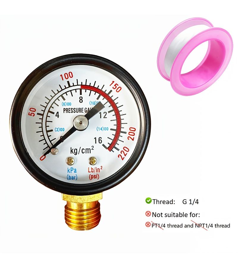 مقياس ضغط شعاعي Y40 0-220 رطل لكل بوصة مربعة قطر القرص 1.65 بوصة توصيل ملولب - Image 1