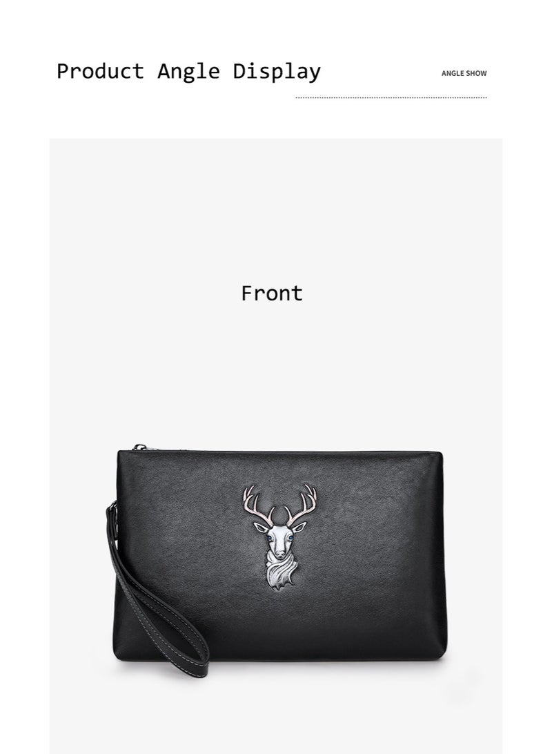 William Polo Men's Handbag Leather Large Capacity Handbag Trendy Casual Handbag Business Envelope Bag Men's Bag - Image 5