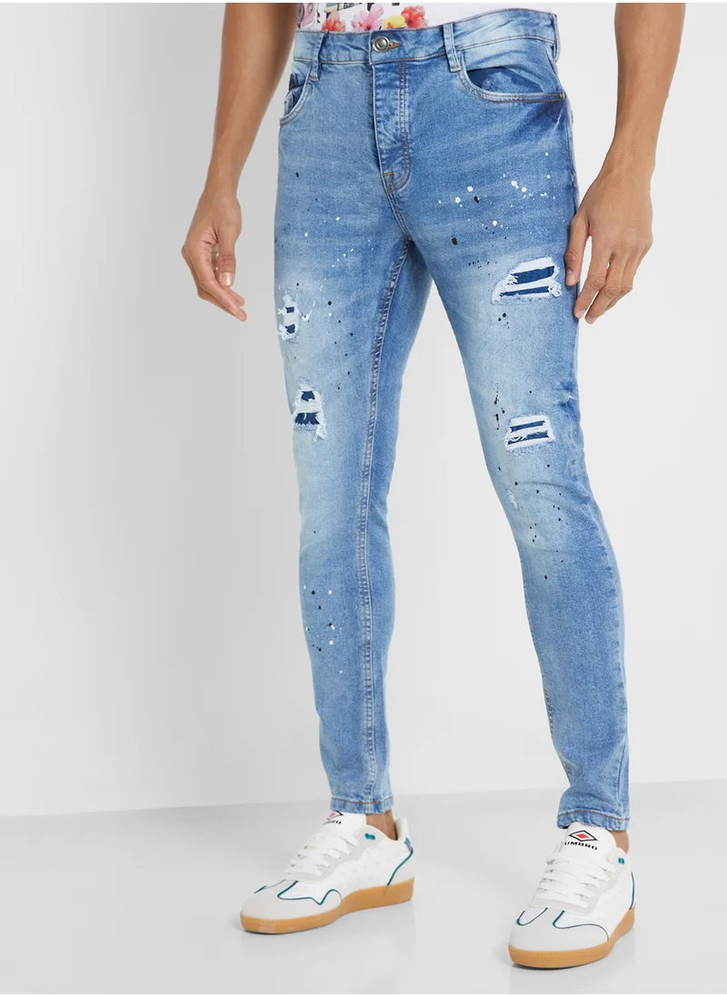 BRAVE SOUL Skinny Fit Ripped Jeans