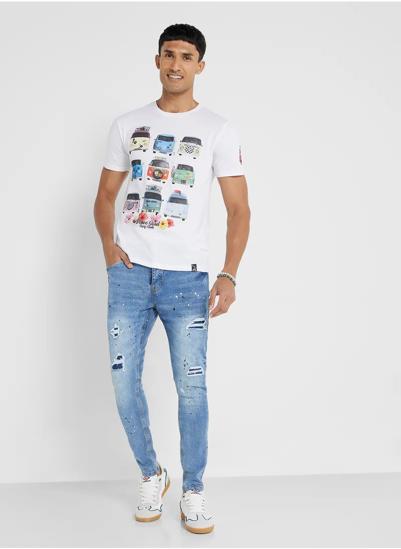 برايف سول Skinny Fit Ripped Jeans