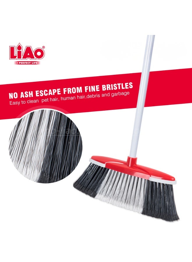 لياو مكنسة لياو قوية التحمل بمقبض معدني طويل 130 سم، مكنسة خارجية وداخلية لتنظيف المنزل، المطبخ، الفناء، الجراج، المكتب – رأس 31 سم، شعيرات قوية مضادة للغبار والشعر، مناسبة للأسطح الجافة والرطبة - Image 3