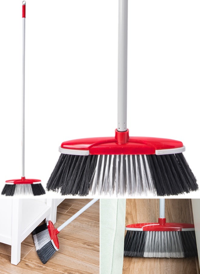 لياو مكنسة لياو قوية التحمل بمقبض معدني طويل 130 سم، مكنسة خارجية وداخلية لتنظيف المنزل، المطبخ، الفناء، الجراج، المكتب – رأس 31 سم، شعيرات قوية مضادة للغبار والشعر، مناسبة للأسطح الجافة والرطبة - Image 1