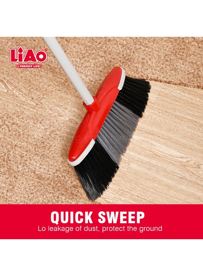 لياو مكنسة لياو قوية التحمل بمقبض معدني طويل 130 سم، مكنسة خارجية وداخلية لتنظيف المنزل، المطبخ، الفناء، الجراج، المكتب – رأس 31 سم، شعيرات قوية مضادة للغبار والشعر، مناسبة للأسطح الجافة والرطبة - Image 5