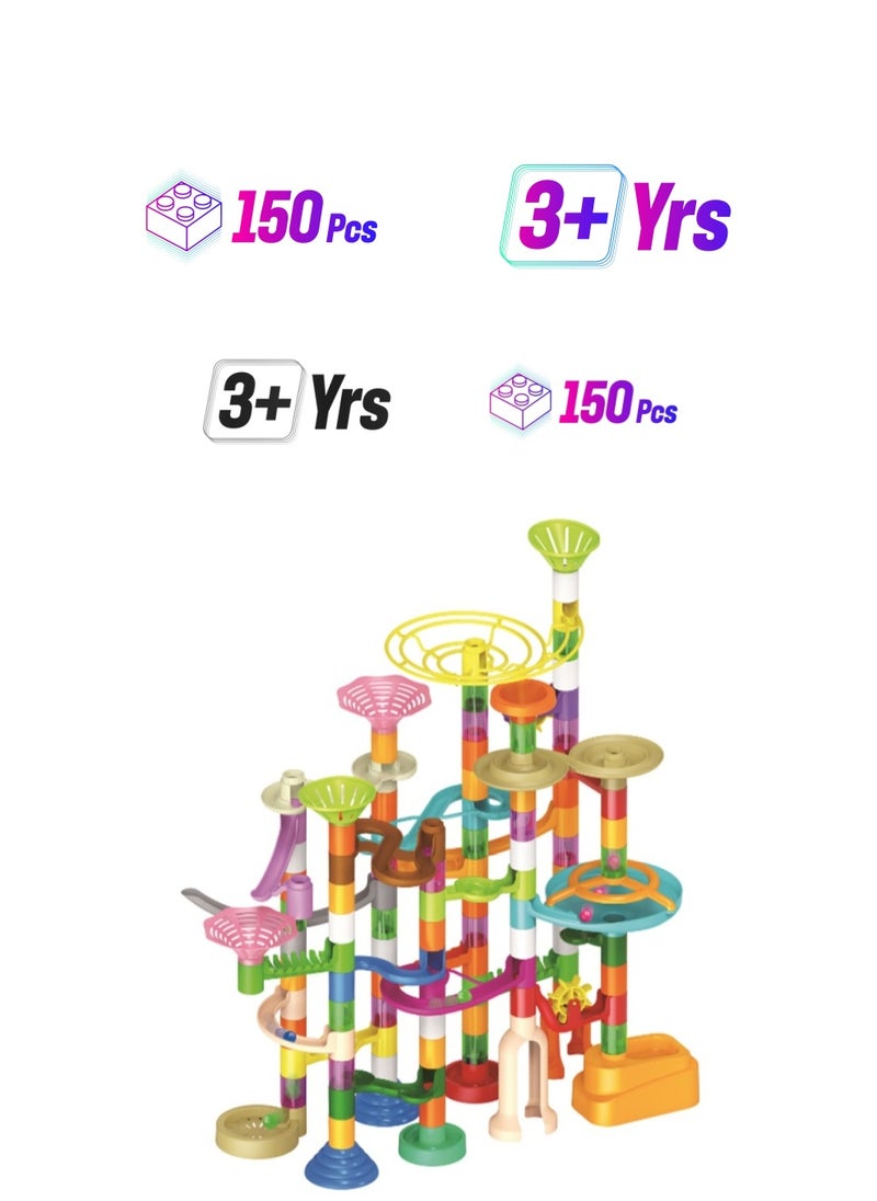 150Pcs Marble Games Toys，Building Blocks Toys，Urban building rail toys， Kids Educational DIY Staircase Building Blocks Set , STEM Educational Toy ，Boys and Girls Age 3 to 6  - Image 1