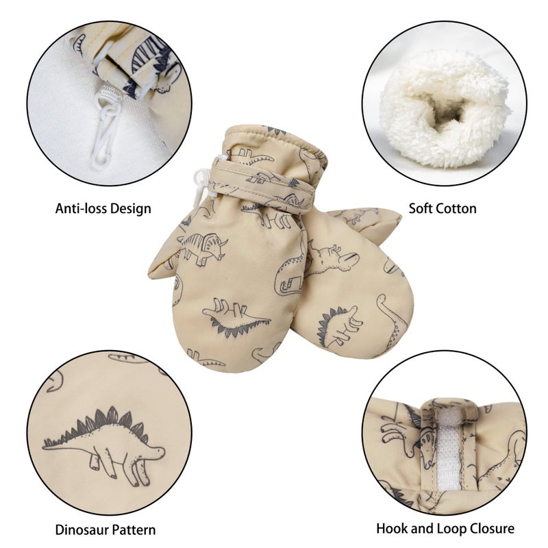 Fynnsure Toddler Mittens Lined Fleece Snow Gloves for Boys Girls Kids Winter Ski Gloves Baby Mittens Khaki 2-4 Years - Image 4