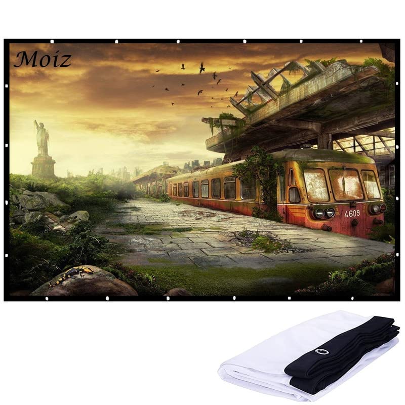 MOIZ [Upgraded] 133 inch Projector Screen,4K HD 16:9 Portable Video,Foldable Anti-Crease (116" Inch (W) x 65" Inch (H))-(Width 304.8 cm x 182.88 cm Height) - Image 1