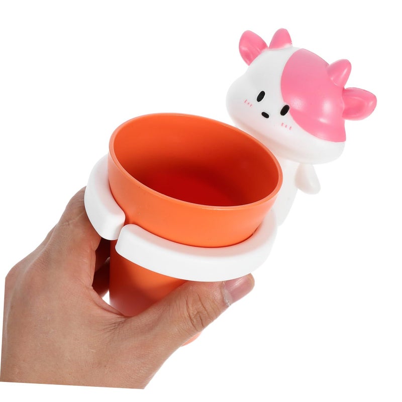 Amosfun Cat Design Toothbrush Holder And Rinse Cup Wall Mounted Leakproof Organizer For Boys Girls Bathroom Accessory Animal Style - Image 4