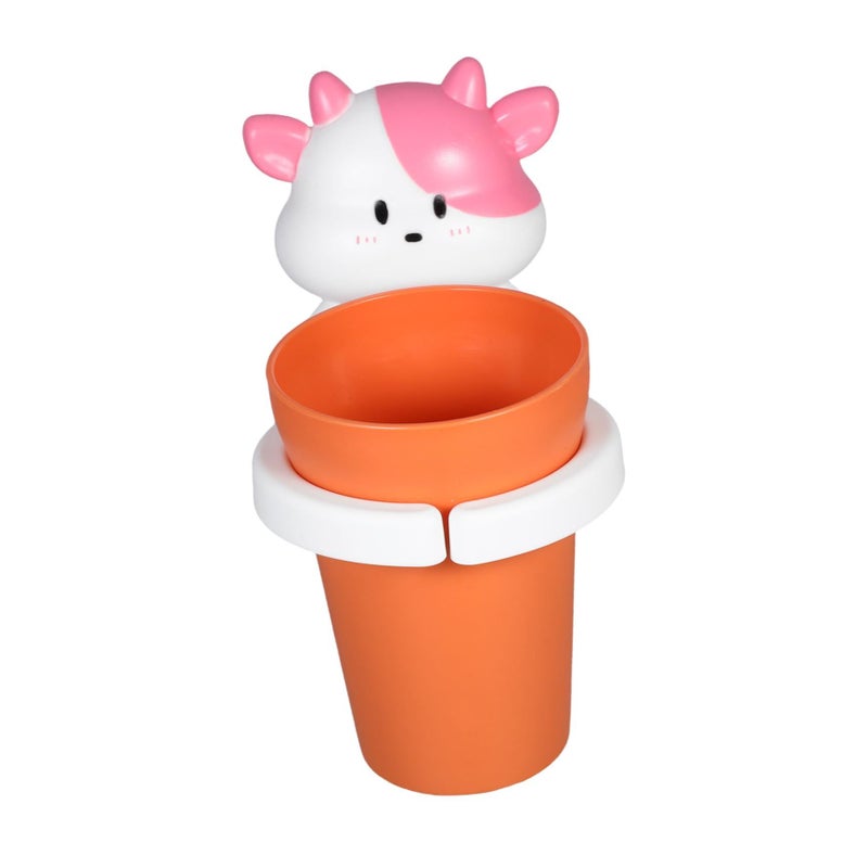 Amosfun Cat Design Toothbrush Holder And Rinse Cup Wall Mounted Leakproof Organizer For Boys Girls Bathroom Accessory Animal Style - Image 2