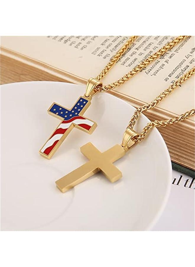 Arabest American Flag Patriotic Cross Religious Jewelry Pendant Necklace - Image 4