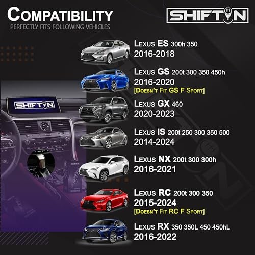 SHIFTIN مقبض نقل الحركة SHIFTIN لسيارات لكزس ES GS GX NX RC RX 200t 300 350 3450h 450hL (جلد أسود بخياطة حمراء/مظهر كربوني) - Image 2