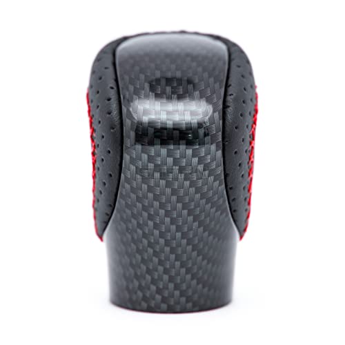 SHIFTIN مقبض نقل الحركة SHIFTIN لسيارات لكزس ES GS GX NX RC RX 200t 300 350 3450h 450hL (جلد أسود بخياطة حمراء/مظهر كربوني) - Image 5