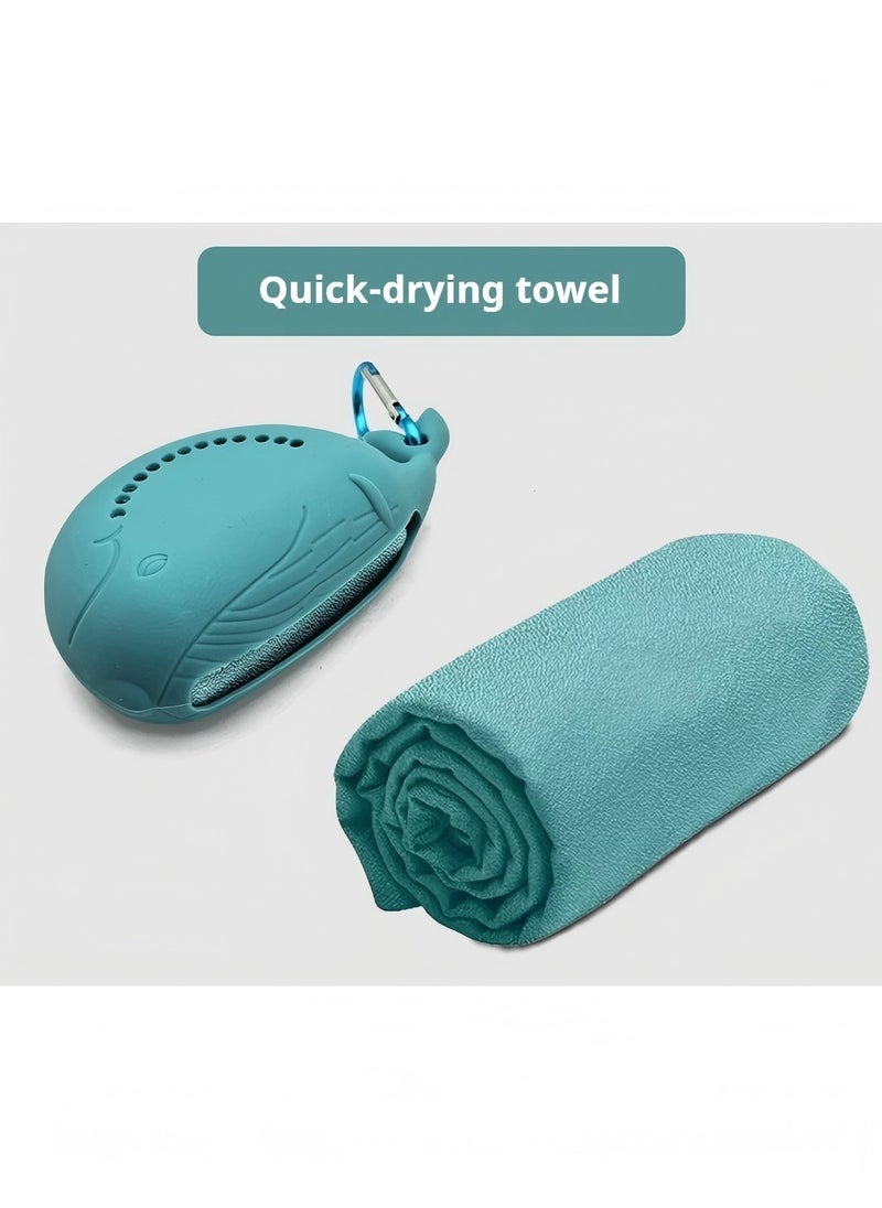 YIQUAN - Cute little whale sports quick-drying towel, cold towel to absorb sweat, portable silicone towel for gym, cooling towel (30 x80CM, Blue) - Image 1