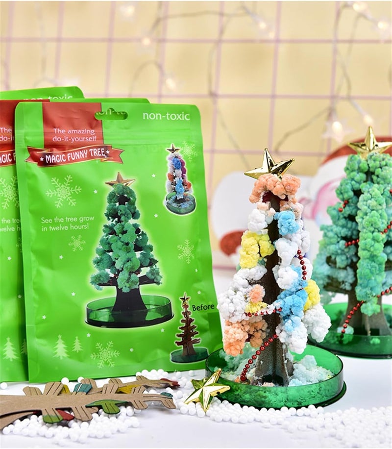 klarako 3PC Magic Growing Crystal Christmas Tree, Presents Novelty Kit for Kids Funny Educational and Party Toys,Kids DIY Arts and Crafts, Science Kits Feel The Magical Growth of Xmas Ornaments - Image 3