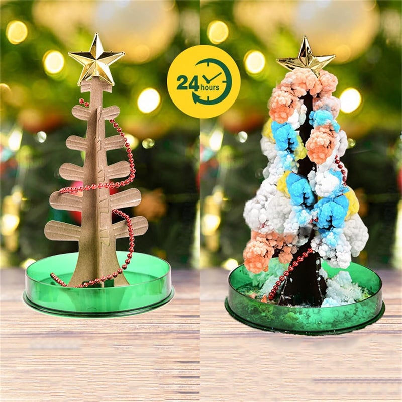 klarako 3PC Magic Growing Crystal Christmas Tree, Presents Novelty Kit for Kids Funny Educational and Party Toys,Kids DIY Arts and Crafts, Science Kits Feel The Magical Growth of Xmas Ornaments - Image 4