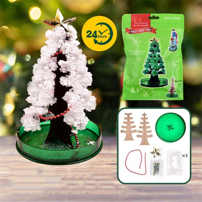 klarako 3PC Magic Growing Crystal Christmas Tree, Presents Novelty Kit for Kids Funny Educational and Party Toys,Kids DIY Arts and Crafts, Science Kits Feel The Magical Growth of Xmas Ornaments - Image 2