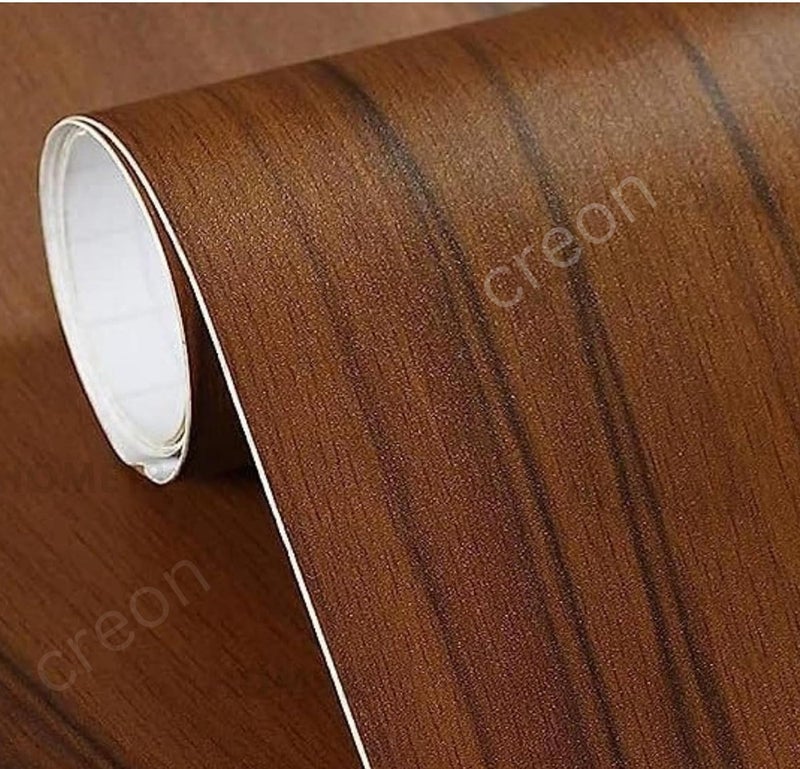 CREON™ Wooden Wallppaer Self Adhesive Wood Grain Wallpaper Waterproof Old Furniture Vinyl Stickers Wooden Door Wardrobe Desktop Wall Papers (Black Brown Wood, 24X96 Inch) - Image 1