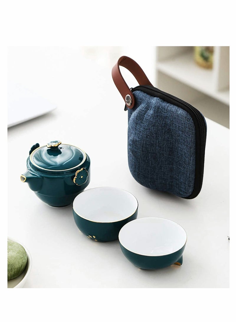 Excefore Portable Ceramic Tea Cup Set: Lucky Cat Porcelain Teapot Set with Tea Strainer - Lids and 1 Shockproof Storage Case - Suitable for Travel - Outdoor Picnic - Office Work - Home - Image 2
