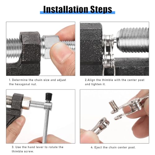 Dickno Chain Breaker #420-530, Chain Break #420 428 520 525 528 530, Chain Tool Fit for Motorcycle Bicycle Dirt Pit Bike ATV Quad Go Kart Scooter, Universal Motorcycle Accessories - Image 5