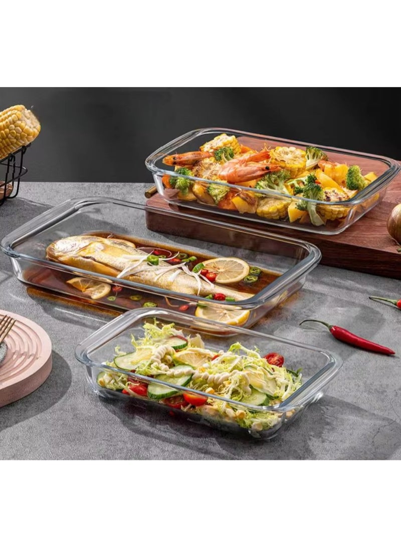 Firasa 3 Pieces Glass Baking Dish for Oven, Single Serving Glass Pan for Cooking Casserole Dish Rectangular Baking Pan Bakeware - Image 1
