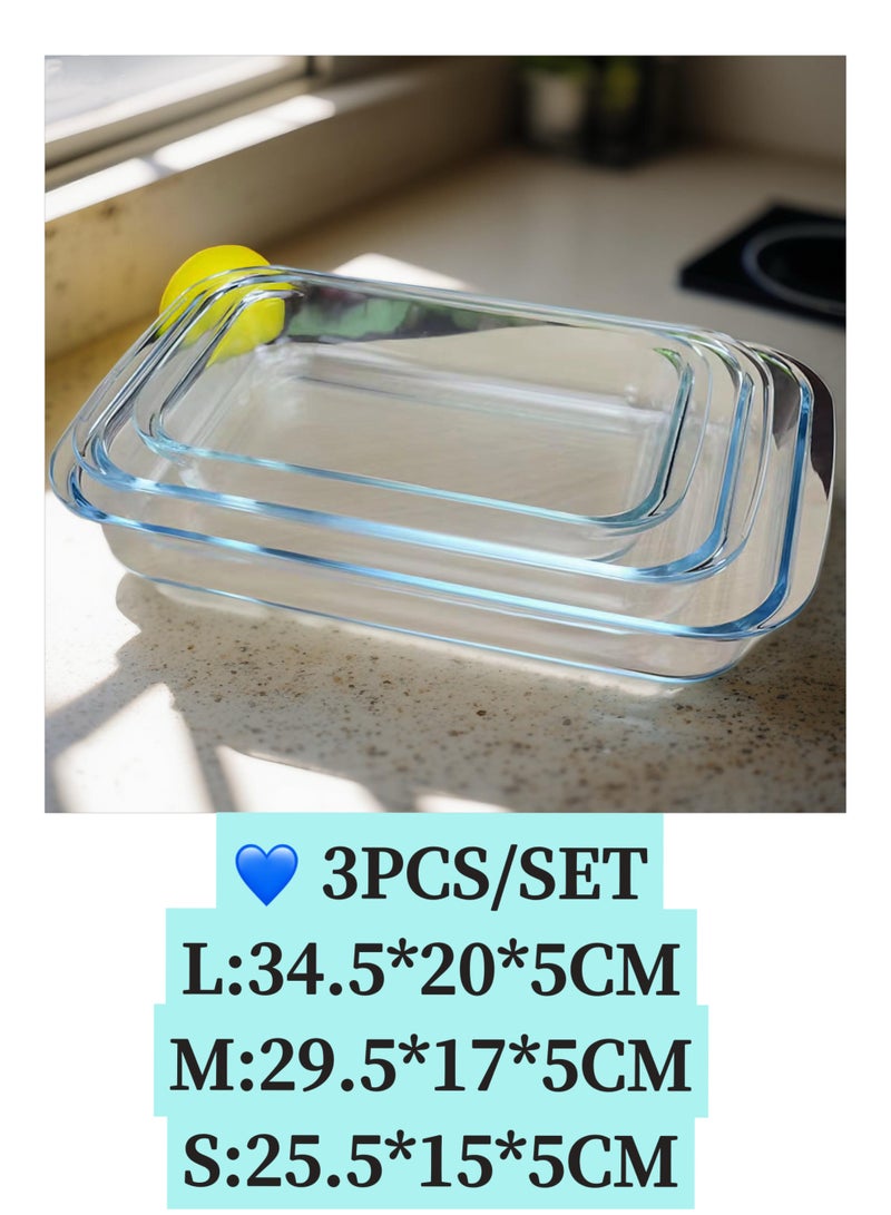 Firasa 3 Pieces Glass Baking Dish for Oven, Single Serving Glass Pan for Cooking Casserole Dish Rectangular Baking Pan Bakeware - Image 5