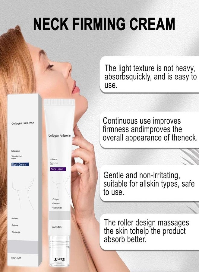 Tasunte Magic Collagen Fullerene Neck Cream, Tighten and Lift Firming Neck Cream for Crepey Skin, Collagen Neck Cream with Five Rollers, Anti-Wrinkle Moisturizing Neck Skincare for Skin Types (1pc) - Image 2