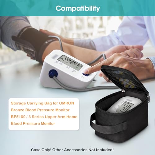 MEDMAX Carrying Case Compatible with OMRON Blood Pressure Monitor Bronze BP5100 / Upper Arm 3 Series Home Blood Pressure Monitor, Portable Storage Organizer Bag with Handle (Bag Only) - Image 2