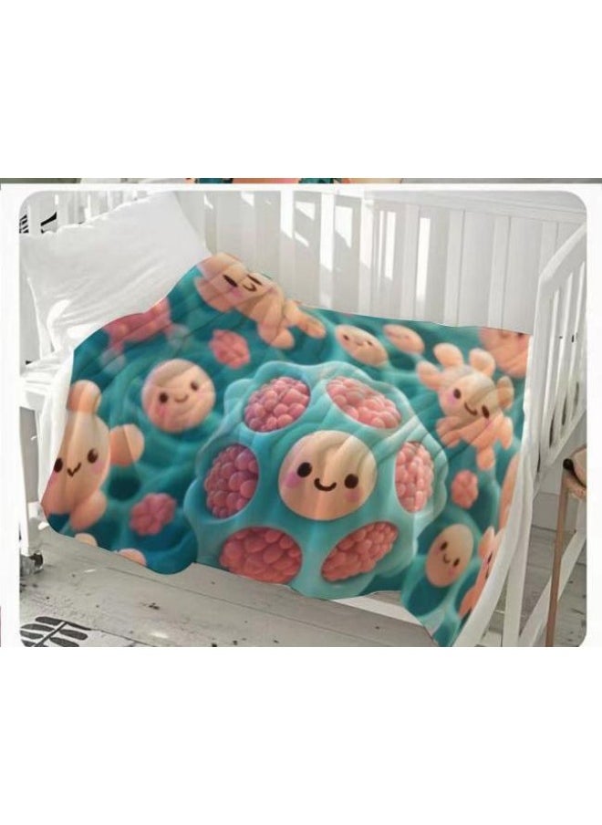 General - Baby and children's cartoon flannel thin blanket (warm and comfortable, suitable for sleep, games) 70cm*100cm - Image 1