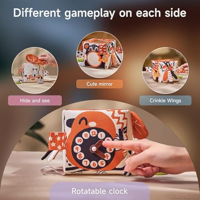 MONTESSORI BABY TISSUE BOX WITH CONTRAST DESIGNS, COLOURFUL RIBBONS AND CRINKLE PAPER FOR TODDLER 0 3 6 9 MONTHS+ - Image 4