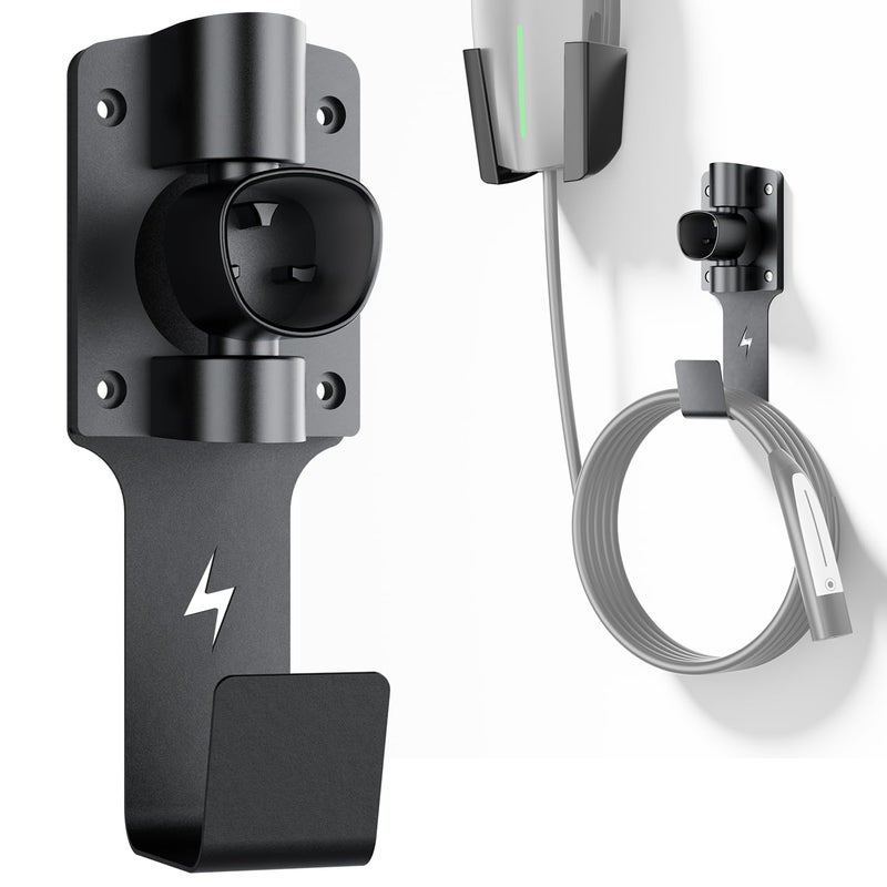 FOCSPROD for Tesla Charger Holder, with 180Â° Rotation Nozzle Dock, Metal J-Hook for Tesla Model 3/Y/X/S Charger Cable Car Accessories Wall Connector Organizer Extra with Mobile Connector Holder - Image 1