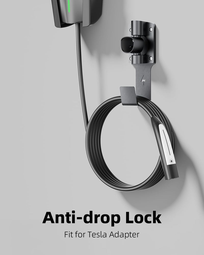 FOCSPROD for Tesla Charger Holder, with 180Â° Rotation Nozzle Dock, Metal J-Hook for Tesla Model 3/Y/X/S Charger Cable Car Accessories Wall Connector Organizer Extra with Mobile Connector Holder - Image 3