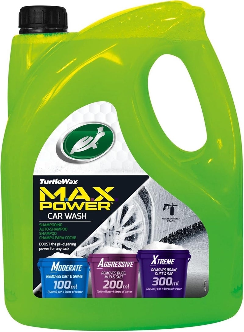 TurtleWax M.A.X. Power Car Wash 4L High-Performance Adjustable pH Cleaning Shampoo Designed to Boost Cleaning Power for Moderate Aggressive and Xtreme Tasks. - Image 2
