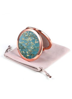 Dynippy Compact Mirror Rose Gold Makeup Mirror Folding Mini Pocket Mirror Portable Hand Mirror Doublesided 2 X 1X Magnification For Woman Girls Great Gift (Almond Blossom)  - Image 1
